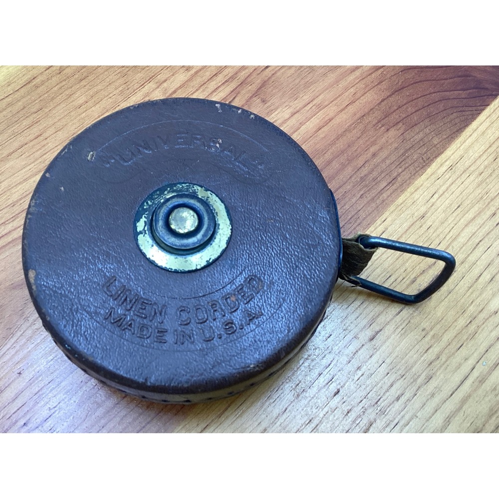 Vintage Lufkin Rule Co Universal Leather Tape Measure Linen Corded Made in USA